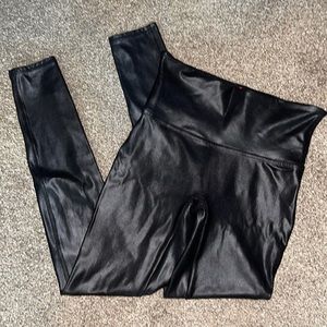 SPANX Faux Black Leather Leggings - Medium